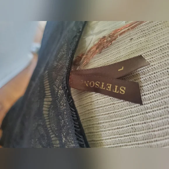 Stetson Western Style Black Elegant Lace Long Sleeve Tulle Dress Size L - Picture 5 of 5